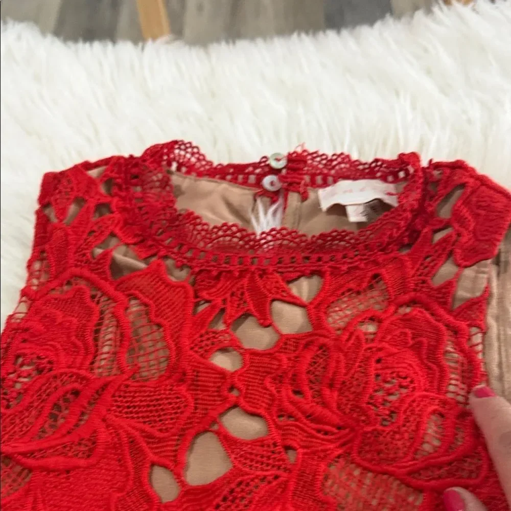Entro Red Lace Mini Dress Size Small - Picture 7 of 9